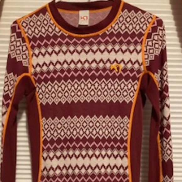 Kari Traa, Colorful, Fun, Wool Blend Crew Neck baselayer top, Size Medium - Picture 4 of 6
